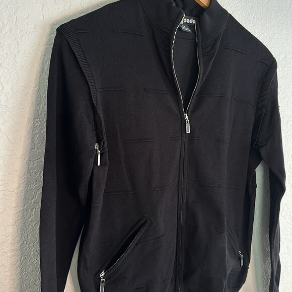 NEW Jamie Sadock Black Full Zip Jacket Vest Zip Pockets Removable Sleeve Golf - Picture 7 of 10